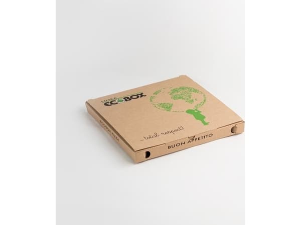 Pizzaæske ecobox brun fluorfri 32x32x3cm 100stk/pak