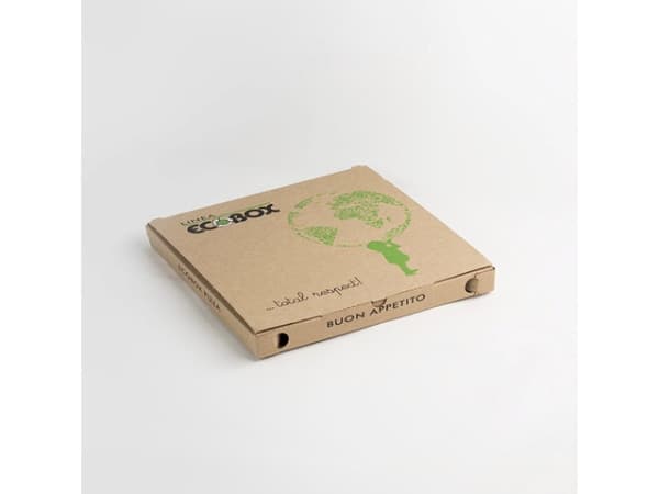 Pizzaæske ecobox brun fluorfri 32x32x3cm 100stk/pak