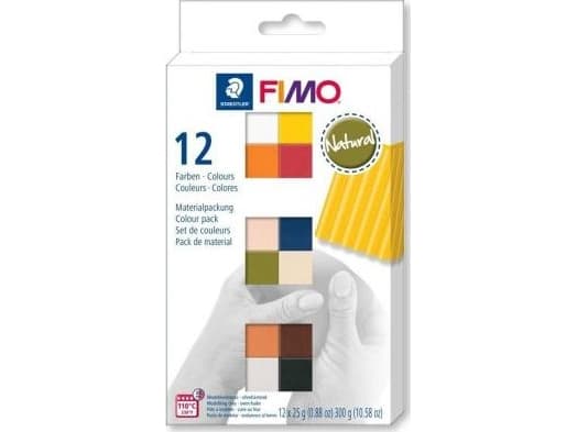 Staedtler FIMO 8023 C, Modelleringsleire, Sort, Blå, Sjokolade, Konjakkfarget, Grå, Oliven, Oransje, Rosa, Rød, Hvit, Gult, 12 stykker, 12 farger, 11