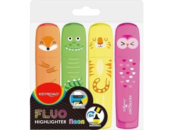 Keyroad Keyroad Fluo jungel highlighter 1-5 mm 4 farger