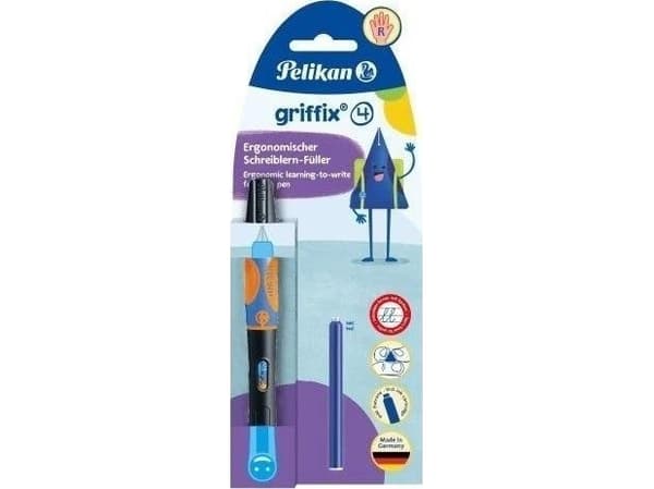 Pelikan griffix, Svart, Påfyllning med bläckpatronssystem, Blå, Plast, Rostfritt stål, Högerhänt