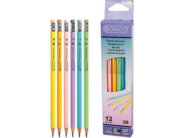 Cresco 2B triangular pencil with eraser Pastel 12pcs.