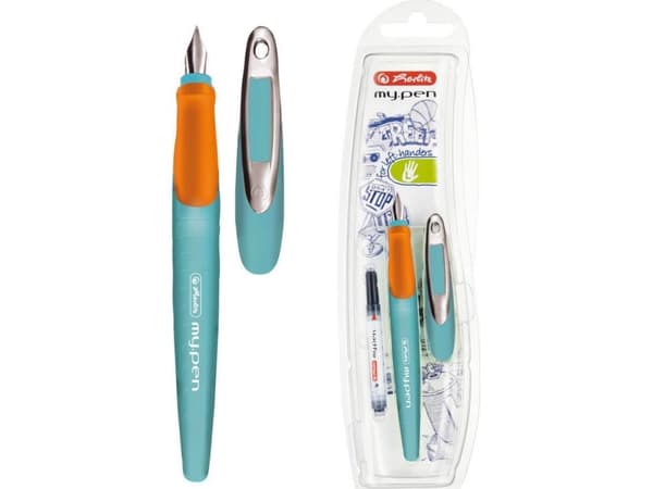 Herlitz my.pen, Orange, Turkos, Påfyllning med bläckpatronssystem, Blå, Bold, Blåsa, 1 styck