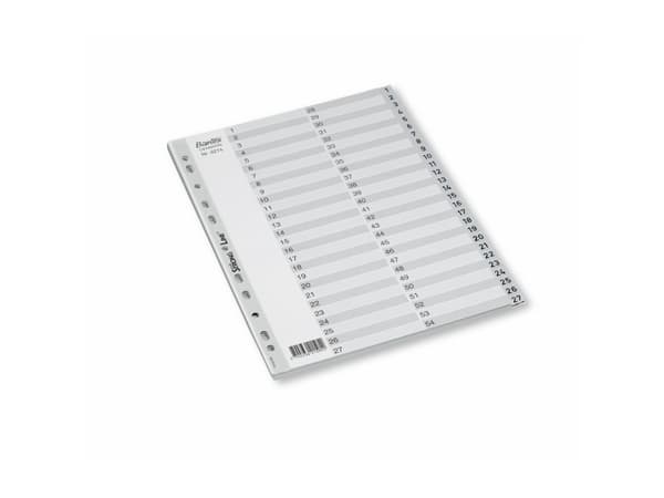 Register, Bantex Basic-line, plast, A4, grå, 1-54