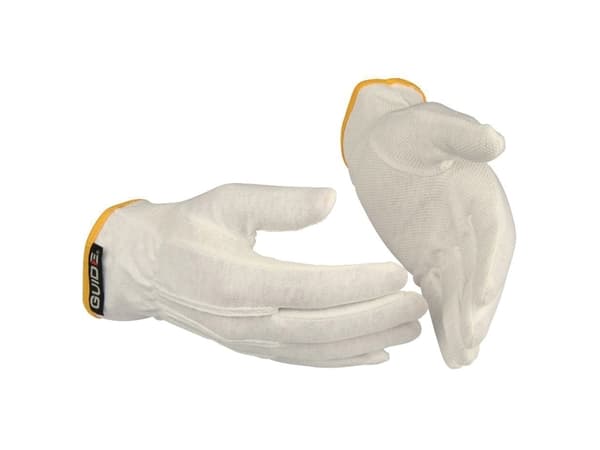 Bomuldshandsker Guide 549, PVC-dupper, str. 7, pakke a 12 par