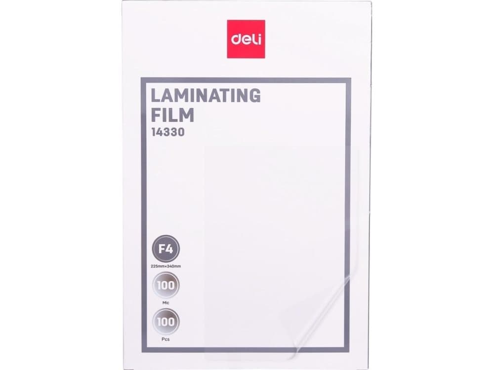 Deli LAMINATING FOIL DELI A4 + 100 MIC 14330 SIZE 225X340MM