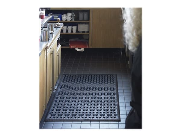 Matting Comfort Flow - Golvmatta för våtrum, arbetsområde - rektangulär - 277 x 83 cm - svart