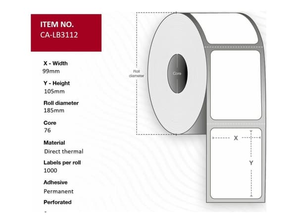 Capture - Permanent klebemiddel - hvit - 99 x 105 mm 1000 etikett(r) (1 rulle(r) x 1000) boks - RFID-etiketter