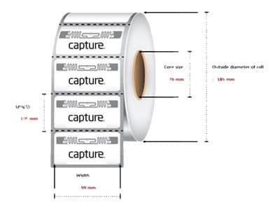 Capture - Permanent klebemiddel - hvit - 99 x 105 mm 1000 etikett(r) (1 rulle(r) x 1000) boks - RFID-etiketter