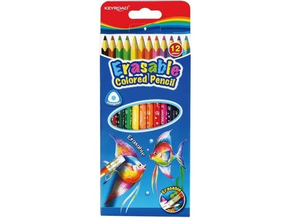 Keyroad TRIANGULAR PENCILS WITH KEYROAD ERASER 12 COLORS