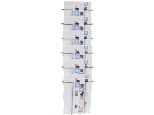 Esiteteline Twinco, seinämalli, 6 hyllytasoa, A4