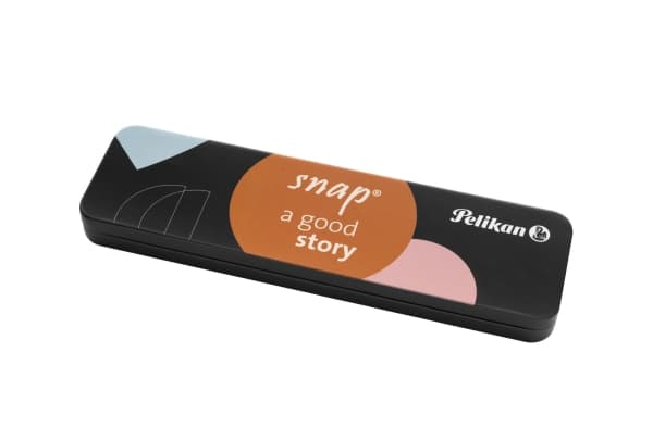 Pelikan Kugelschreiber Snap Metalic K10 Platin im Etui, Klämma, Fastklämbar, indragbar kulspetspenna, Blå, 1 styck, Medium