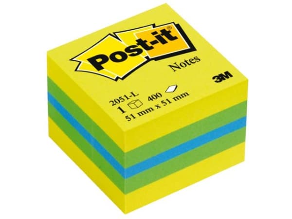 Post-it Post-it-terning 2051-L 51 mm x 40 mm Blå , Limonadegrön, Citrongul 400 Blad