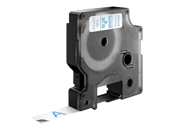 DYMO D1 - Selv-adhesiv - blått på hvitt - Rull (1,2 cm x 7 m) 1 kassett(er) merketape - for LabelMANAGER 100, 160, 210, 220, 260, 280, 300, 360, 420,