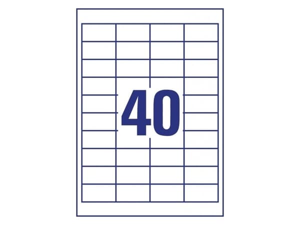 Avery Zweckform 6126, Hvit, Rektangel, Permanent, 48.5 x 25.4 mm, A4, Papir