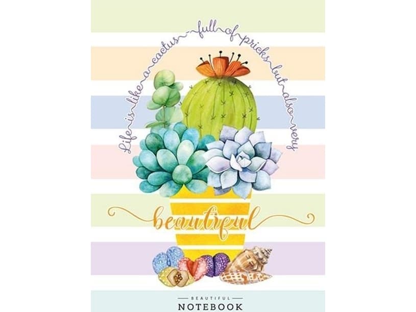 Fresh Decorative Notebook 64 pages checkered Cactus in a pot