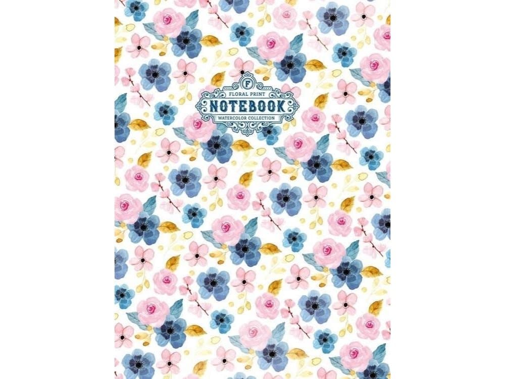 Fresh Decorative Notebook 64 pages checkered Blue flowers