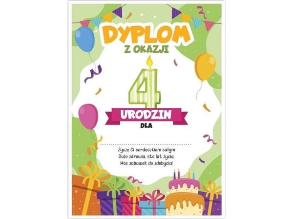 LearnHow A5 syntymäpäivädiplomi - neljäs syntymäpäivä 5kpl