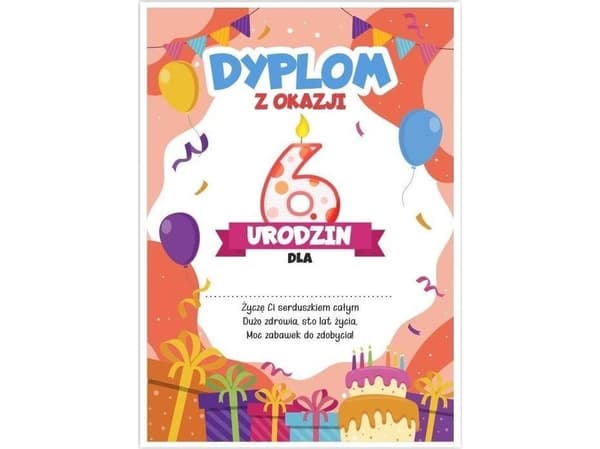LearnHow A5 syntymäpäivädiplomi - kuudes syntymäpäivä 5kpl