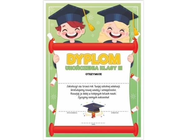 LearnHow A4 diploma of completion of the third grade - Smile 20 pcs