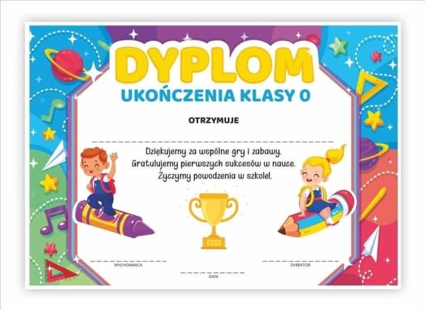 A4 Diploma of graduation from kindergarten Colors 30pcs