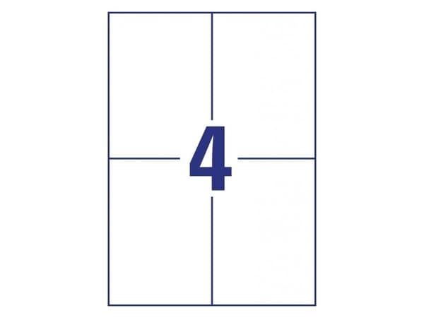 Avery LR3483-10, Hvit, Rektangel, Permanent, 105 x 148 mm, A4, Papir