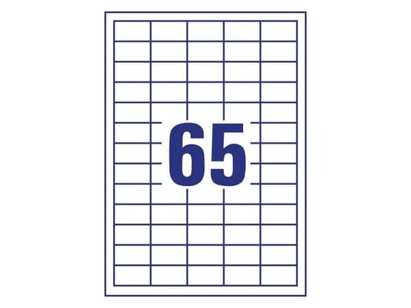 Avery LR3666-10, Hvit, Rektangel, Permanent, 38 x 21.2 mm, A4, Papir