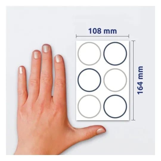 Etiketter Ø48 mm, hvid med farvet ramme, aftagelige - (4 ark x 6 stk.)