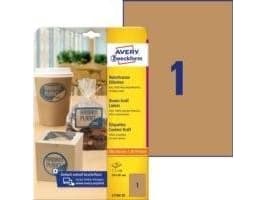 Avery L7109-25 Ruskeat voimapaperitarrat, 210 x 297mm, A4, päällystämätön, päällystämätön, ruskea ruskea 326x216x8mm (25ZP)