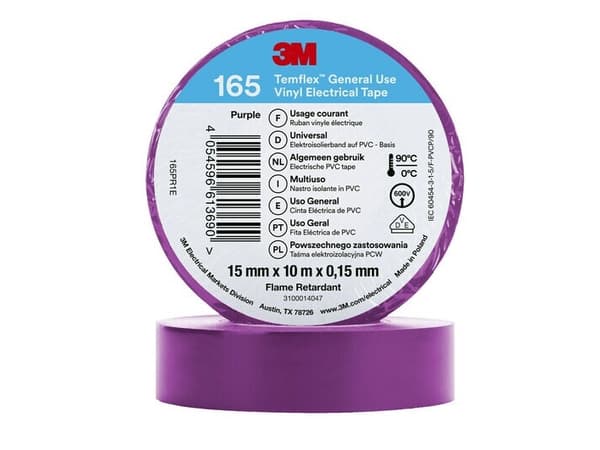 3M 165PR1E, 1 stykker, Fiolett, PVC, 600 V, Blister, 10 m