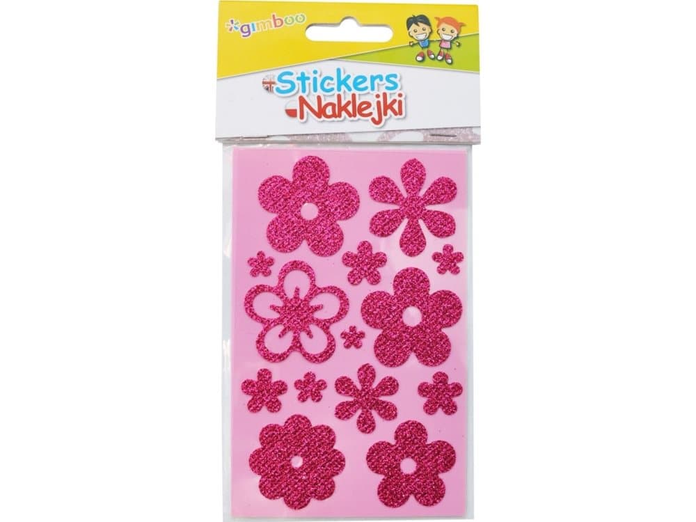 Gimboo Stickers GIMBOO Flowers, with glitter, 8x12.5 cm, pendant, red