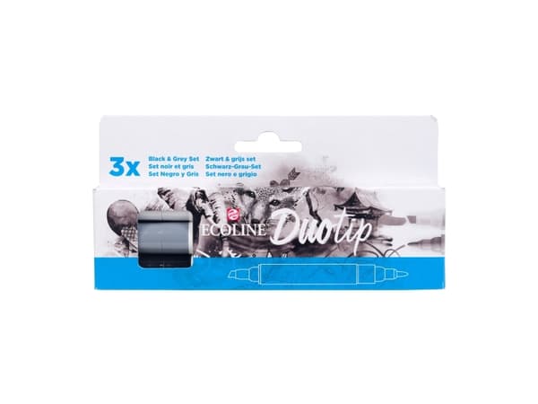 Ecoline Duotip marker set Black & Grey | 3 colours