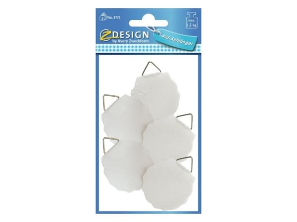 Z-Design 3731 Bilderhängare, Ø 40 mm, vit vit 165x85x2mm (5 st) - (5 st per blisterförpackning)
