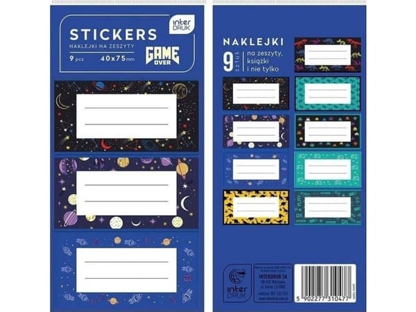 Interdruk. Stickers for notebooks Game Over 9pcs.