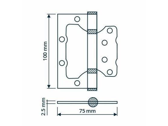 Haushalt Hinge Door 100X75x2.5Mm Brass Plated