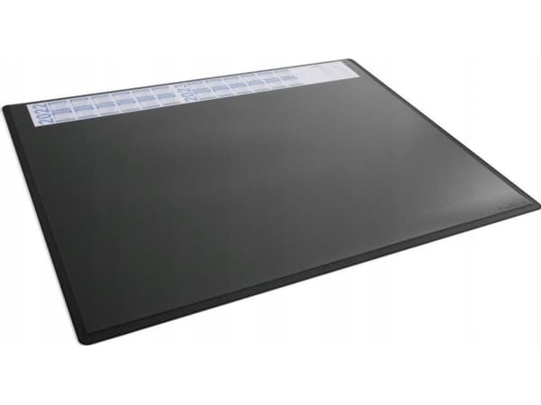 Kirjoitusalusta 650x500 mm musta - kalenteri ja läpinäkyvä kansilevy PP