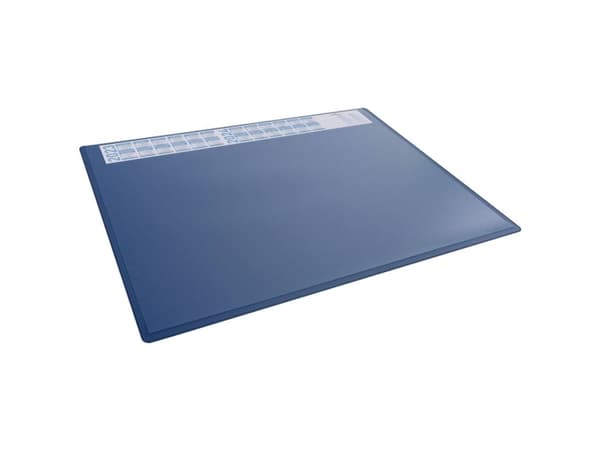 Skriveunderlag 650x500 mm blå med kalender og transparent dækplade PP
