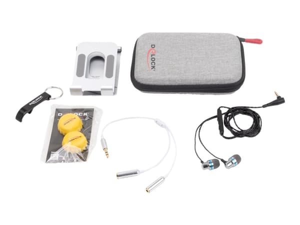 DeLOCK Travel Kit I Sound Edition, Musta, Harmaa, Pussitasku, 100 mm, 145 mm, 35 mm, 218 g