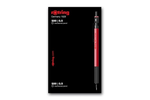 Rotring 2164107, Rød, Akrylonitril-butadien-styren (ABS), HB, Sekskantet, Rustfritt stål, 0,5 mm