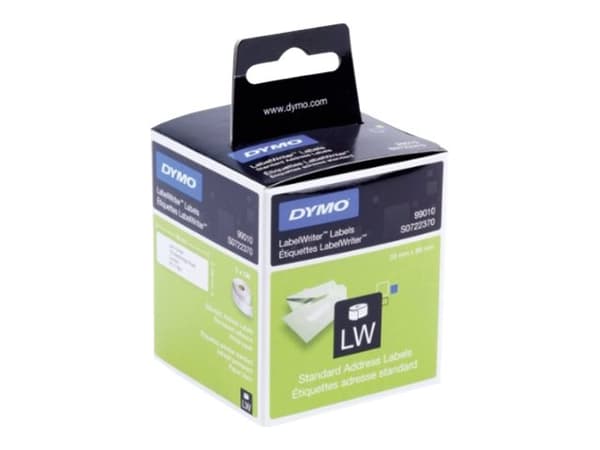 DYMO LabelWriter Address - Permanent häftning - vit - Rulle (8,9 cm x 2,8 m) 260 etikett (er) (2 rulle/rullar x 130) adresslappar - för DYMO LabelWri