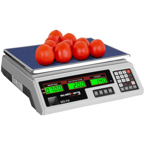 Steinberg Systems Butiksvåg - 35 kg / 2 g - vit - LCD