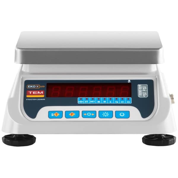 TEM Butiksvåg - Kalibrerad - 3 kg/1 g - 6 kg/2 g - LED