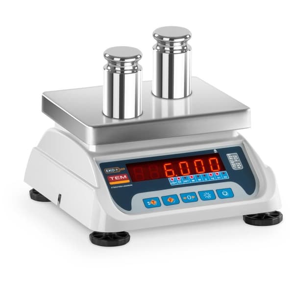 TEM Butiksvåg - Kalibrerad - 3 kg/1 g - 6 kg/2 g - LED