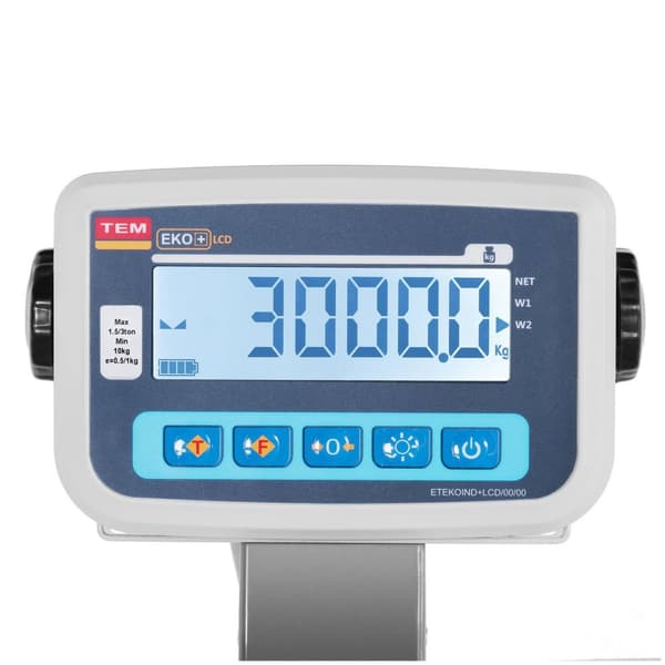 TEM Boskapsvåg - Kalibrerad - 500 g (0-1500 kg) / 1 kg (1500-3000 kg) - Djurvänlig med galler - LCD