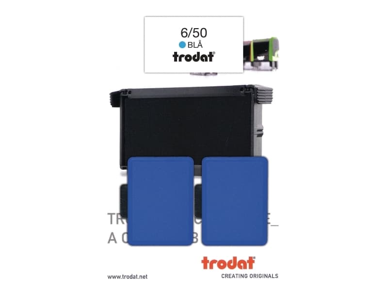 Stempelpude trodat 6/50 blå pakke a 2 stk.