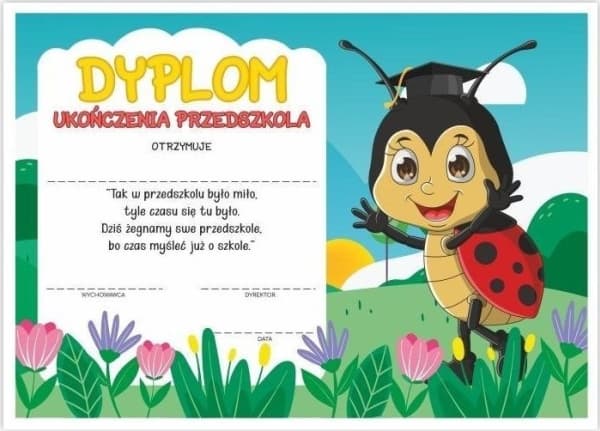 LearnHow A4 diplom för examen från dagis - Biedronka 10 st