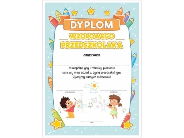 LearnHow A4 diploma of an exemplary preschooler - Crayons 20 pcs