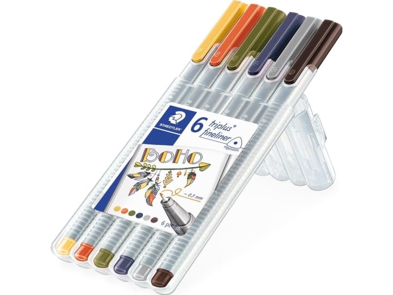 Staedtler Pen triplus BOHO 0.3 mm 6 colors in a Staedtler case