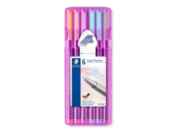 STAEDTLER triplus 334 - Fineliner - pastel lavender, pastel sky blue, pastel peach, pastel light rose, pastel mint, pastel light gray - vattenbaserat