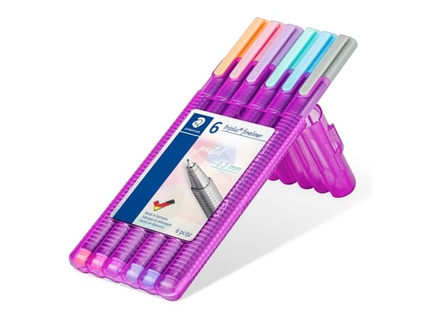 STAEDTLER triplus 334 - Fineliner - pastel lavender, pastel sky blue, pastel peach, pastel light rose, pastel mint, pastel light gray - vattenbaserat